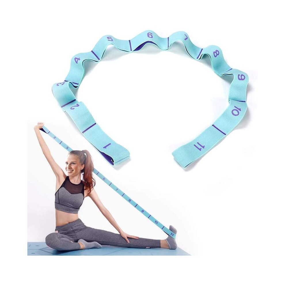 Exercise Band, Upgraded Yoga Stretch Assist Band with 11 Numbered Loops, Washable, Easy Carry and High Elasticity Stretch Band for Yoga