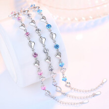 Heart Rhinestone Charm Bracelet Zinc Alloy 1 Piece
