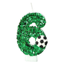 Fodboldfødselsdagslys Nummer 9Grøn Glitter