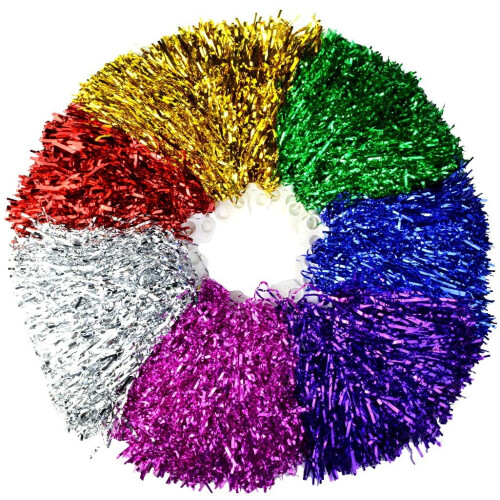Pompons de cheerleading Limei, finition métallisée, lot de 5