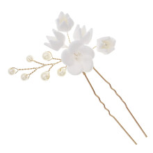 Épingle à cheveux blanche de mariée ornée de fleurs faites à la main