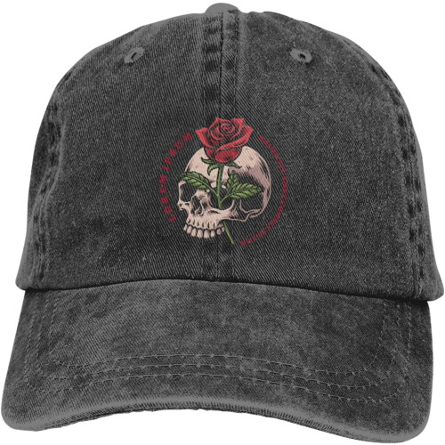 Καπέλο μπέιζμπολ Skull & Rose Denim – Ρυθμιζόμενο Unisex Καπέλο