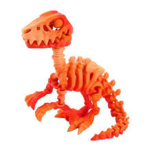 (max, 4) Detaillierte, 3D-gedruckte Raptor-Dinosaurier-Skelettfigur mit flexiblen Gelenken, mehrfarbiges Display