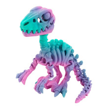 (pro, 5) Detaillierte, 3D-gedruckte Raptor-Dinosaurier-Skelettfigur mit flexiblen Gelenken, mehrfarbiges Display