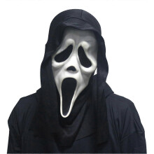 Scream Mask with Black Hood Ghost Face Halloween Masquerade Accessory