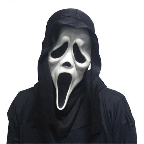 Scream Mask with Black Hood Ghost Face Halloween Masquerade Accessory