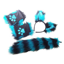 Set per cosplay di animali compatibile con Halloween, accessori per giochi di ruolo con orecchie e coda in peluche_Regali speciali_Regalo a sorpresa