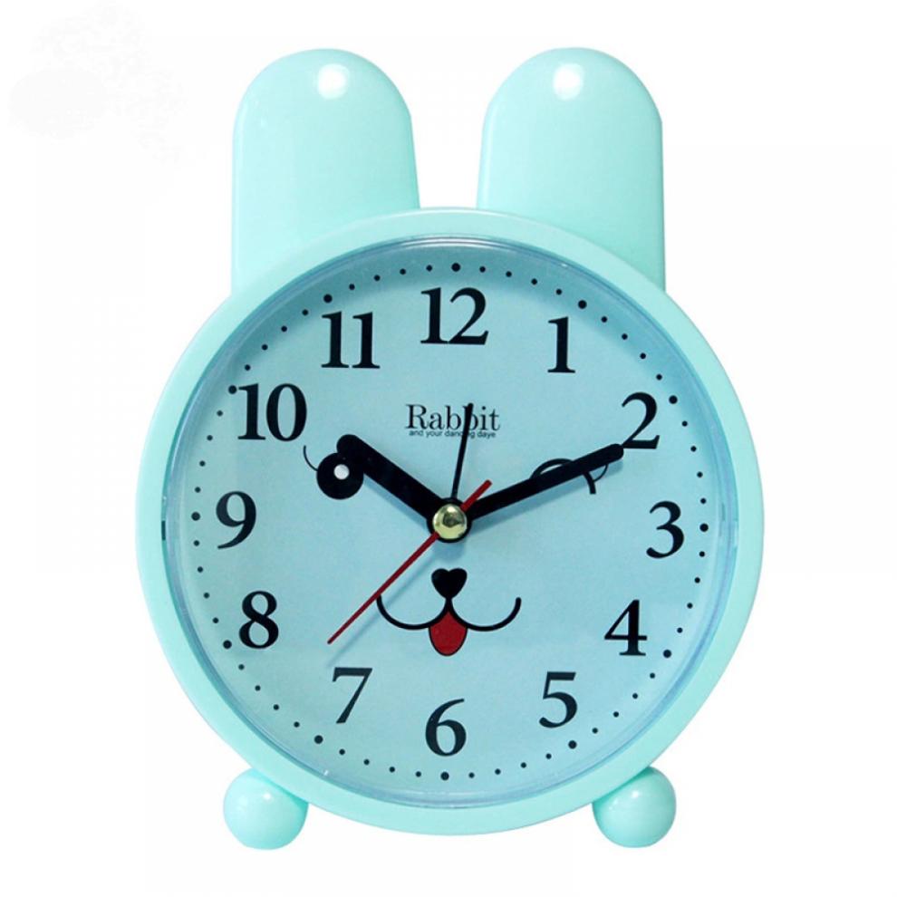 Saytay Children's Clock, Cartoon Alarm Clock Little Rabbit Alarm Clock, Student Children Home Decor Desk Clock ( With Pattern) Blue