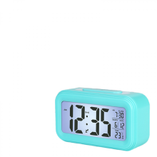 Digital Alarm Clock compatible Kids, Upgraded LCD Alarm Clock with Large Display, Smart Night Light, 12/24H, Indoor Era, Small Clocks (Blue)