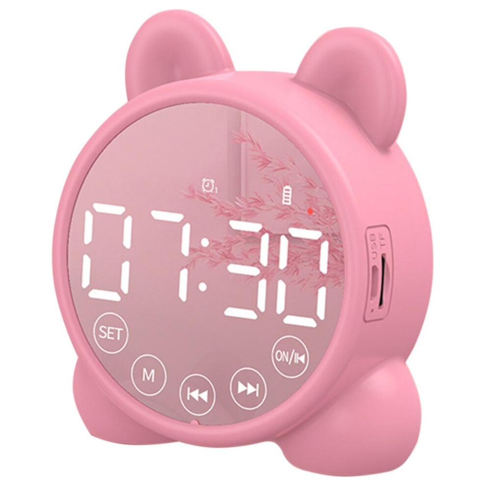 Kids Alarm Clock Bluetooth Speaker Bedside Alarm Clock, Mirror Digital Wake Up Timer Snooze Timer, Kids Sleep Trainer