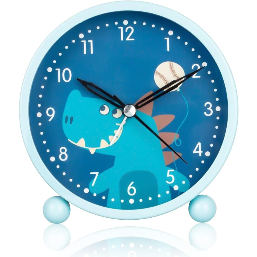 2025 Suitable Children's Alarm Clock compatible Boys and Girls, Cute Dinosaur Analog Alarm Clock, Silent Non-Ticking Quar