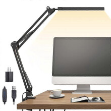 Table lamp with swing arm and clamp