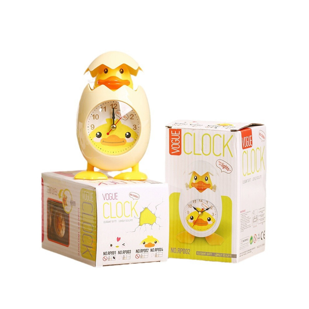 Creative Cartoon Egg-Shell Chicken Alarm Clock Student Gift Children's Bedroom Bedside Table Ornaments Children's Birthday Gift Yellow/White