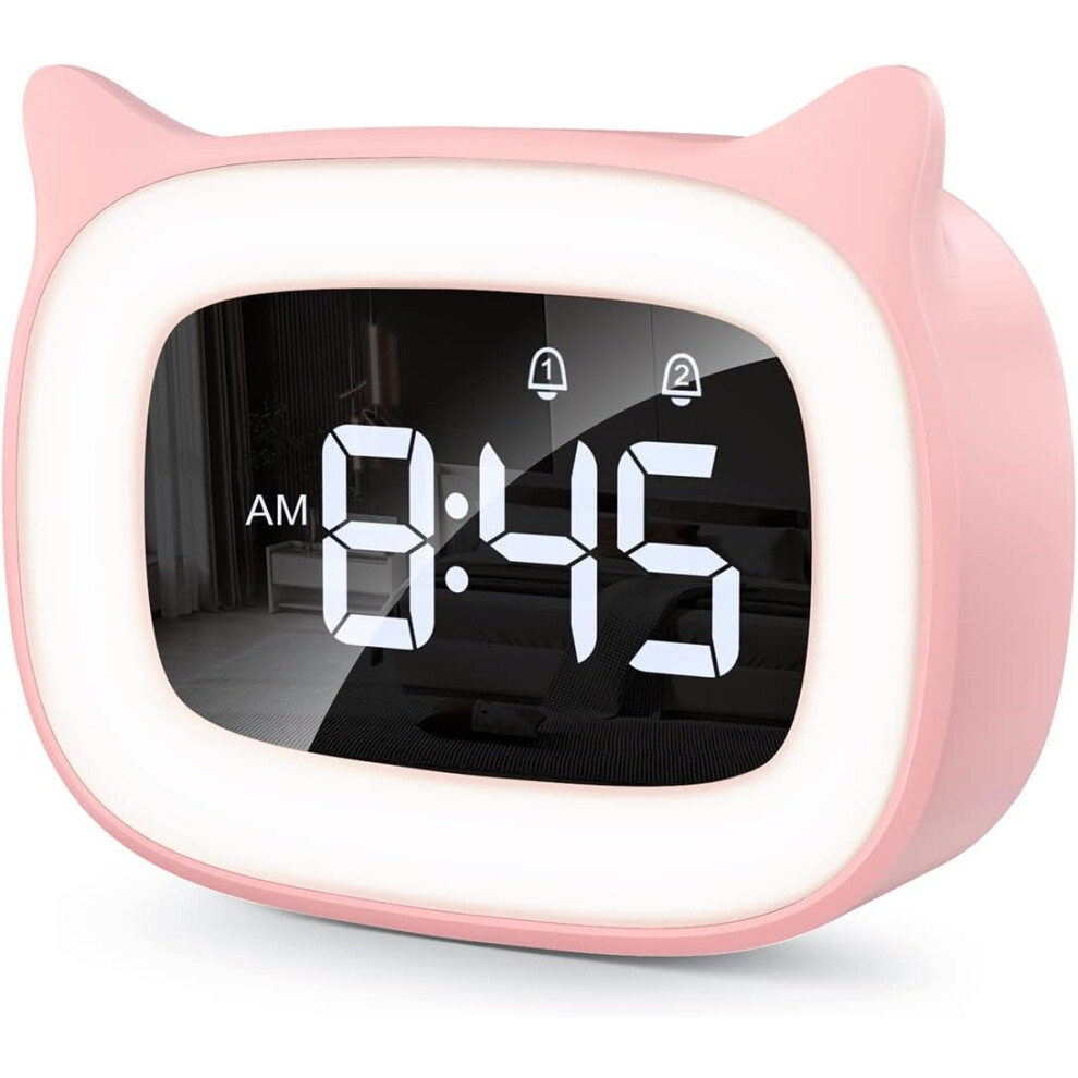 Alarm Clock, Led Night Pendulum Bedroom Clocks Sleep Wake-Up, Snooze Alarm Clock Light