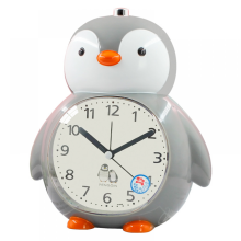 SAYTAY Alarm Clocks compatible Bedroom, Cartoon Alarm Clock Penguin Alarm Clock Night Light, Student Children's Home Decor Desk Clock (Gray)