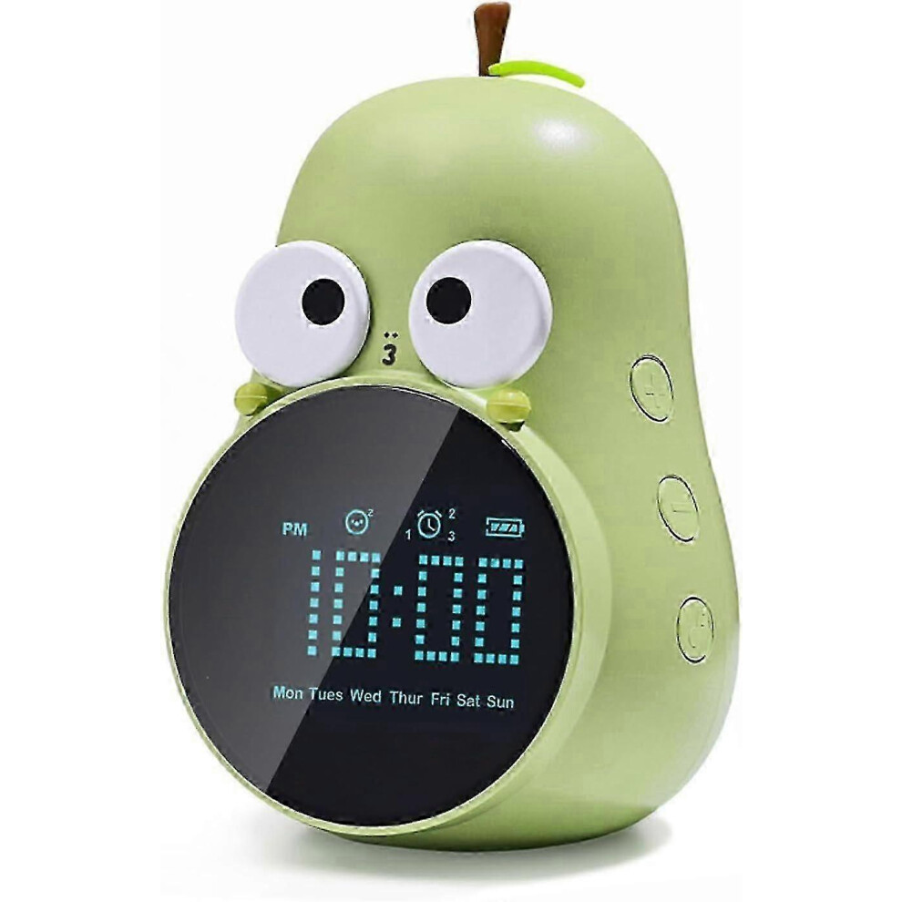 2024 Alarm Clock compatible Kids: Cute Pear Design Snooze Triple Alarm 5 Ringtones - Digital Alarm Clock compatible Kids Room"