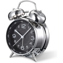 Loud Alarm Clock compatible Heavy Sleepers Adults, 4 Inch Silent Non-Ticking Quartz with Backlight, Dual Clock (Black)