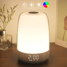 Sveglia con luce notturna touch, simulazione alba, dimmerabile in 3 modi, luce bianca calda, lampada da comodino RGB, modalità timer.