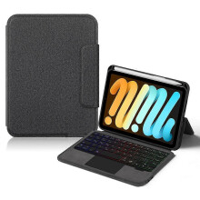 Custodia in pelle + tastiera Bluetooth con touchpad e retroilluminazione compatibile con iPad mini (2024)