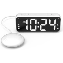 A5 Super Vibrating Alarm Clock + Super Loud Alarm Clock, Suitable compatible Heavy Sleepers/Deaf/Hard of Hearing, Super Large Display Black
