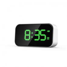 12/24 Hour Digital Alarm Clock compatible Bedroom, 5 Inch LED Display, Digital Alarm Clock compatible Kids Bedroom - White Shell Green Font