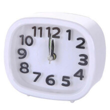 Quartz Alarm Clock Silent Snooze Small Bedside Clock_Square White