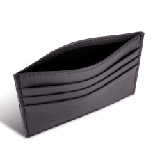 INF Slim card holder in genuine leather wallet 6 card slots_Black/Black