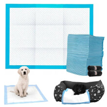 Welpenunterlage mit Kotbeuteln, geeignet für Hunde / Welpenunterlage / Hygienematte, Blau / 60 x 60 cm – 100er-Pack – Überraschungsgeschenk