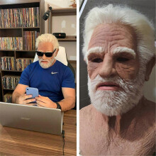 Black Friday Old Man Face Mask Latex Realistic Mask, Halloween Creepy Wrinkle Old Person Mask Headgear Helmet Adult Masquerade Costume Props_Surprise