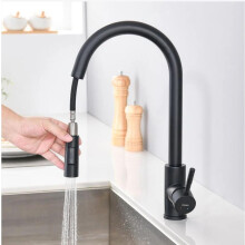 Single Handle Kitchen Faucet with Pull-Out Spray Matt 360 Swivel Stainless Steel Kitchen Faucet 2 Functions Kitchen Faucet