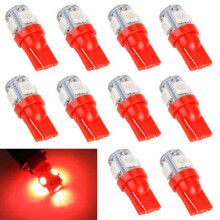 10-Pack - T10 W5W Red Diode Bulbs - Car LED Lights Red_Red/Red_Surprise Gift
