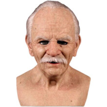 Halloween Old Man Mask, Old Man Headgear Realistic Silicone Mask Full Head Tricky Props-Xin White Beard With Hair_Special Gifts_Surprise Gift
