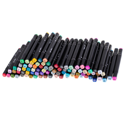 80-Pack - Marker Pens - Colored Pencils Double-Sided Pens_multicolor_Surprise Gift
