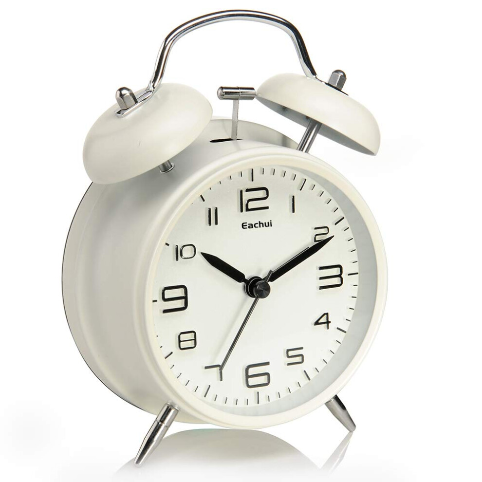 Double Bell Alarm Clock With Night Loud Alarm, No Ticking, Silent, Children's Alarm Clock Battery Powered_white Light