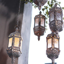 hanging candle lanterns in retro style, Moroccan candle holder, hollow