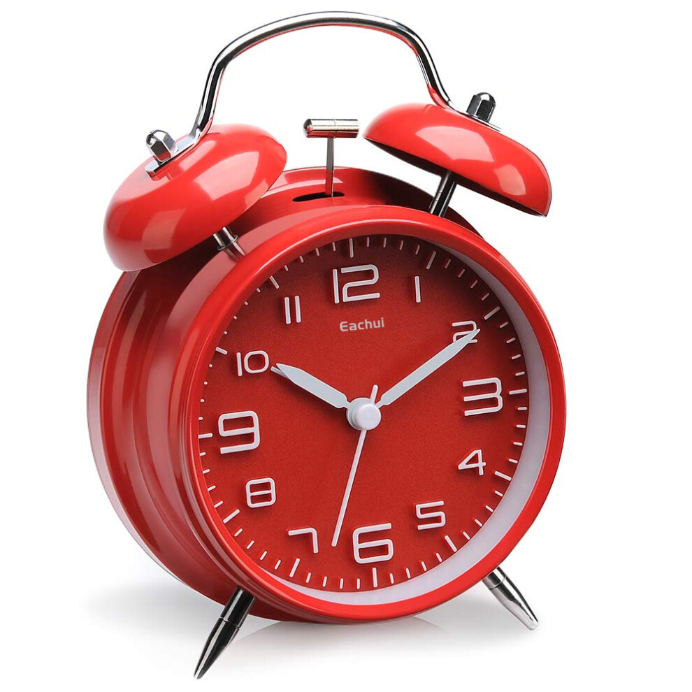 Double Bell Alarm Clock With Night Loud Alarm, No Ticking, Silent, Children's Alarm Clock Battery Operated_red Light