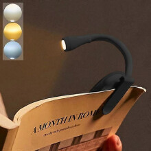 Book lamp, rechargeable clip-on reading lamp, adjustable brightness
