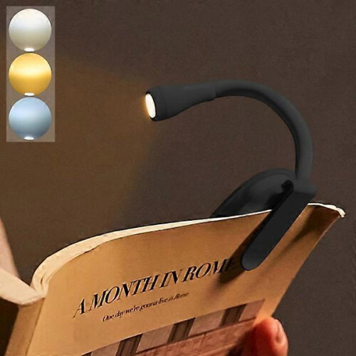 Book lamp, rechargeable clip-on reading lamp, adjustable brightness