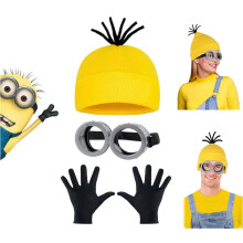 Costume di Halloween Berretto Minion Occhiali Guanti Costume in maschera Cattivissimo Me Accessori Cosplay Adulto