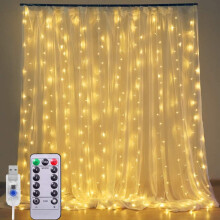 LED lights? 3 x 3m, 300 LED Light String 8 Modes, USB Light String Curtain with Remote Control, Christmas_Warm White