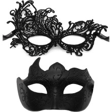 2025 Latest Model Couple Masquerade Mask compatible Women Men Shiny Venetian Mask Halloween Mask compatible Party Prom Costume Lace Masks