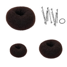 Hair Donut Bun Maker Set Coffee Color 3-Piece