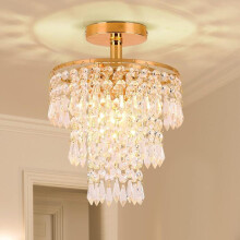 Kristallkrona taklampa, 200*290mm, kristall taklampa för vardagsrum, guld