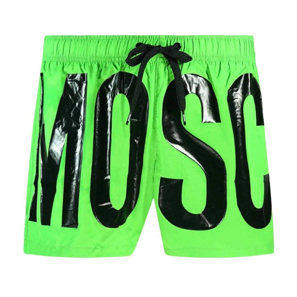 Moschino (M, Bright ) Mens Logo Swim Shorts Green