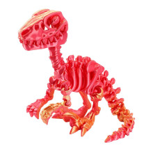 (max, 11) Detailed 3D Printed Raptor Dinosaur Skeleton Figurine with Flexible Joints, Multicolor Display