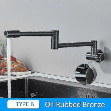 (B-Oil Rubbed Bronze) Quyanre Chrome Nickel Black Brass Pot Filler Tap Wall Mounted Kitchen Faucet
