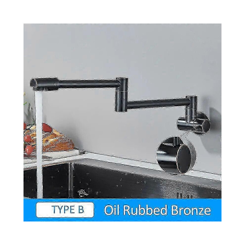 (B-Oil Rubbed Bronze) Quyanre Chrome Nickel Black Brass Pot Filler Tap Wall Mounted Kitchen Faucet 5996097226964