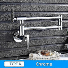 (A-Chrome) Quyanre Chrome Nickel Black Brass Pot Filler Tap Wall Mounted Kitchen Faucet