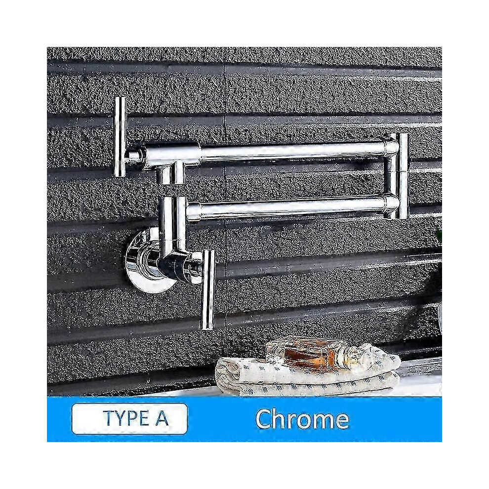(A-Chrome) Quyanre Chrome Nickel Black Brass Pot Filler Tap Wall Mounted Kitchen Faucet 5996097226902