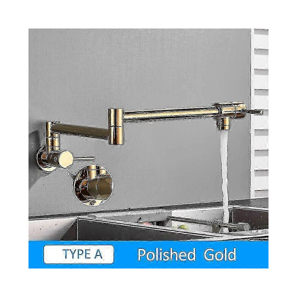 (A-Gold) Quyanre Chrome Nickel Black Brass Pot Filler Tap Wall Mounted Kitchen Faucet 5996097226919